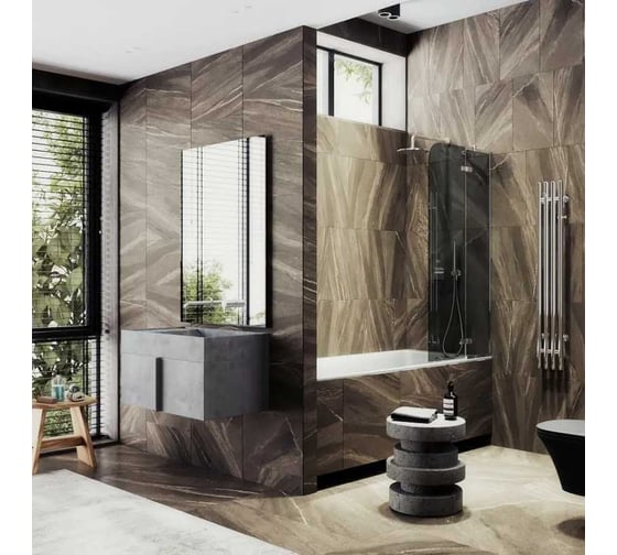 Шторка поворотная с добором MaybahGlass 1400х690 6 мм графит MGV-659-4