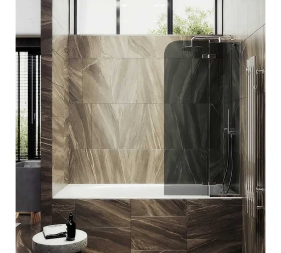 Шторка поворотная с добором MaybahGlass 1400х690 6 мм графит MGV-659-4