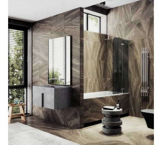 Шторка поворотная с добором MaybahGlass 1400х990 6 мм графит матовый MGV-919-4