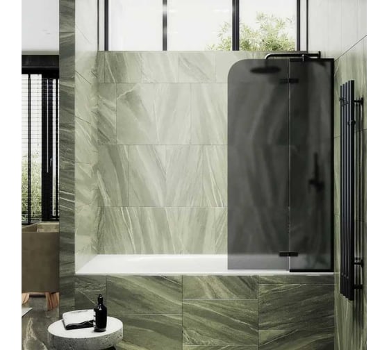 Шторка поворотная с добором MaybahGlass 1400х690 6 мм графит матовый MGV-660-6