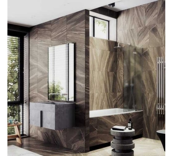 Шторка поворотная с добором MaybahGlass 1400х990 6 мм сатин MGV-920-4