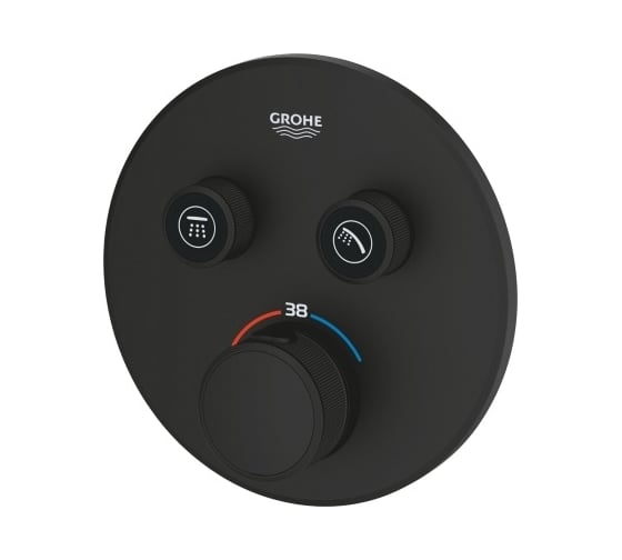 Термостат для встраиваемого монтажа на 2 выхода Grohe 29507KF0 Grohtherm SmartControl, фантомный чёрный 00000136010