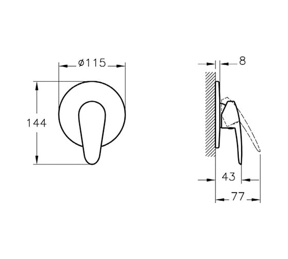 Смеситель для душа наружная часть VITRA Dynamic S A42225EXP