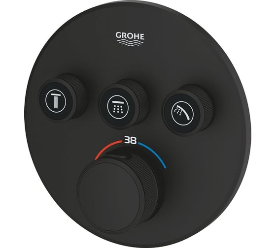 Термостат для встраиваемого монтажа на 3 выхода Grohe 29508KF0 Grohtherm SmartControl, фантомный чёрный 00000136009