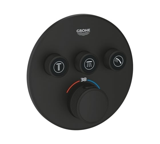 Термостат для встраиваемого монтажа на 3 выхода Grohe 29508KF0 Grohtherm SmartControl, фантомный чёрный 00000136009
