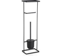 Стойка FORA ELEGANCE STYLE с держателем туалетной бумаги, ерша и полкой, черная FOR-ST-33BL