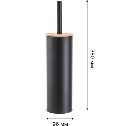 Ершик для унитаза с бамбуковой крышкой FORA DARK, черный/бамбук FOR-BRUSH-1091BB