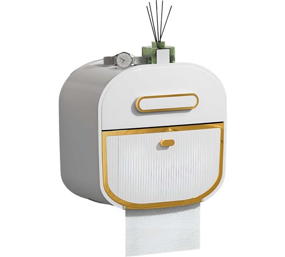 Держатель для туалетной бумаги с полочкой OQQI dispenser-wgold