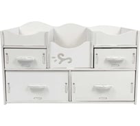 Органайзер для косметики канцелярии с ящиками OQQI белый cosmetic-org