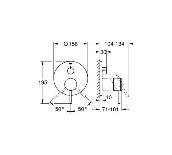 Смеситель для ванны Grohe Atrio New однорычажный, с переключателем на 3 положения 24096003