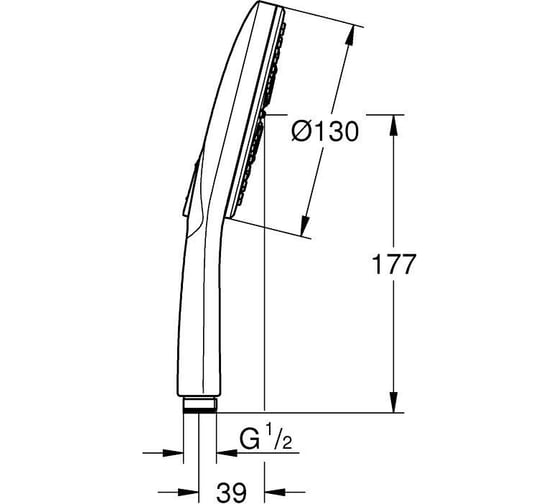 Ручной душ Grohe RainShower SmartActive 130 круглый, 3 режима струи, белая луна 26544LS0