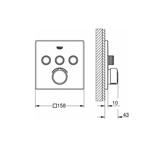 Смеситель для ванны/душа Grohe SmartControl комплект верхней монтажной части 29149000