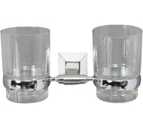 Подвесной держатель 2-х стаканов Elvan со стеклом, c белой вставкой 98610CW