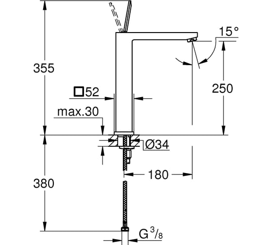 Смеситель для свободностоящий раковины Grohe Eurocube Joy размер XL 23661000