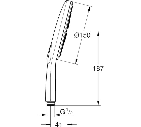 Ручной душ Grohe RainShower SmartActive 150 круглый, 3 режима струи, 9.5 л/мин 26590000