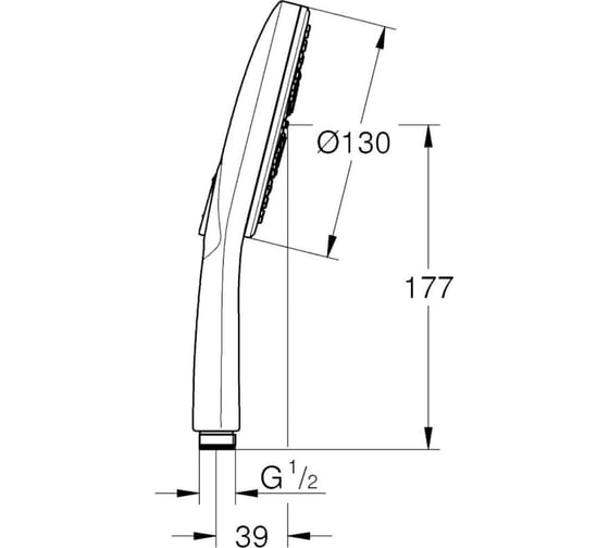 Ручной душ Grohe RainShower SmartActive 130 круглый, 3 режима струи, 9.5 л/мин 26574LS0