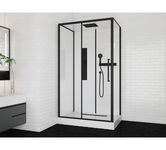 Душевая кабина Cerutti SPA AMI-120 120x80x210см низкий поддон, черный профиль, стекло прозрачное 9953