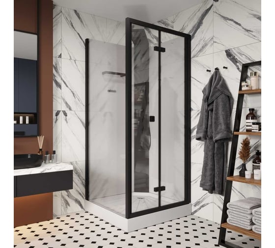 Душевая кабина Cerutti SPA BELLA-901B 90x90 см без крыши, профиль черный, стекло прозрачное 9419
