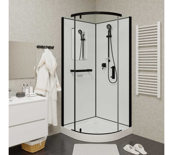 Душевая кабина Cerutti SPA KORRA-90B 90x90 см без крыши, профиль черный, стекло прозрачное 9219