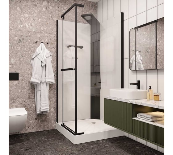 Душевая кабина Cerutti SPA MiMi-901B 90x90 см поддон, профиль черный, стекла прозрачные 9293