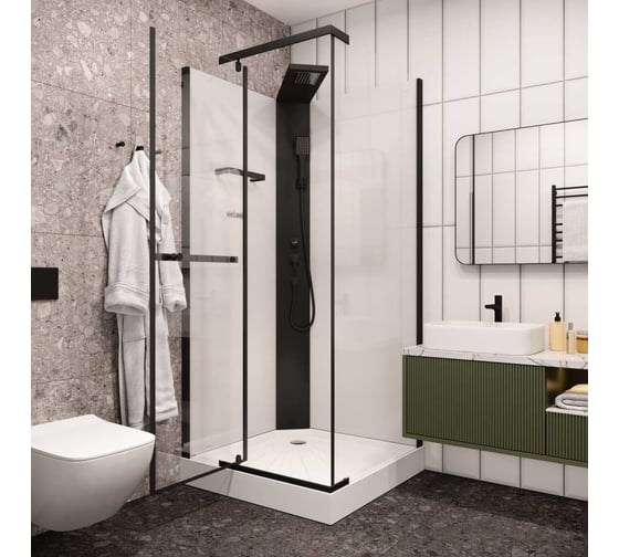 Душевая кабина Cerutti SPA MiMi-901B 90x90 см поддон, профиль черный, стекла прозрачные 9293