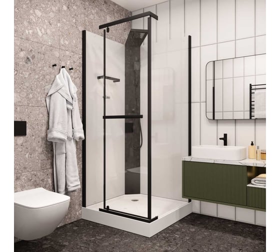 Душевая кабина Cerutti SPA MiMi-901B 90x90 см поддон, профиль черный, стекла прозрачные 9293