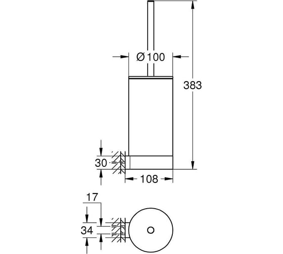 Tуалетный ёршик с держателем Grohe 41215KF0 Selection, фантомный чёрный 00000136020