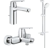 Набор для ванны Grohe Eurosmart Cosmo 1000179: смеситель для рак (23325000), смеситель для ванны (32831000), Tempesta 100 II с полкой (27926001), хром 00000130263