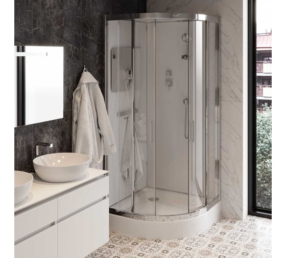 Душевая кабина Cerutti SPA VIVA-91 90x90 низкий поддон, профиль хром стекло прозрачное 8556