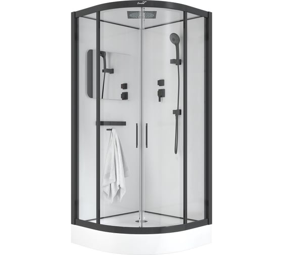 Душевая кабина Cerutti SPA VIVA-101B 100x100 см низкий поддон, профиль черный, стекло прозрачное 8555