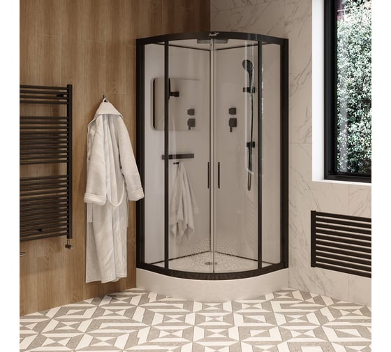 Душевая кабина Cerutti SPA VIVA-91B 90x90 см низкий поддон, профиль черный, стекло прозрачное 8557