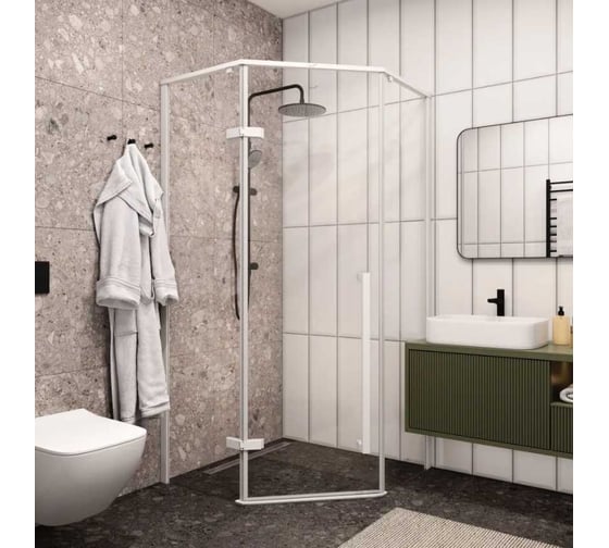Душевое ограждение Cerutti SPA C2AW 100x100 см без поддона, профиль белый, стекло прозрачное 9206