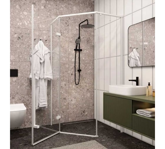 Душевое ограждение Cerutti SPA C2AW 100x100 см без поддона, профиль белый, стекло прозрачное 9206
