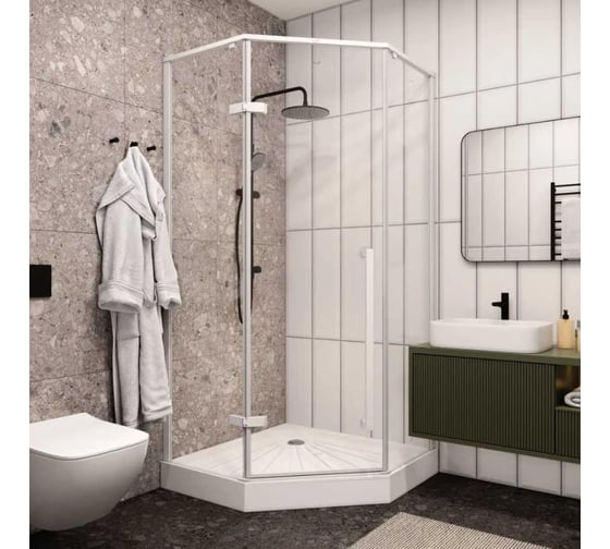 Душевое ограждение Cerutti SPA C2AW 100x100 см без поддона, профиль белый, стекло прозрачное 9206