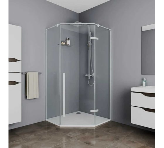 Душевое ограждение Cerutti SPA C2AW 100x100 см без поддона, профиль белый, стекло прозрачное 9206