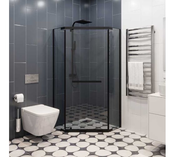 Душевое ограждение Cerutti SPA CHIKA-ZP91B 90x90x195 см без поддона, профиль черный, стекло прозрачное 8551