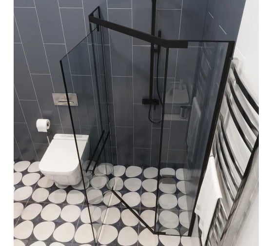 Душевое ограждение Cerutti SPA CHIKA-ZP91B 90x90x195 см без поддона, профиль черный, стекло прозрачное 8551