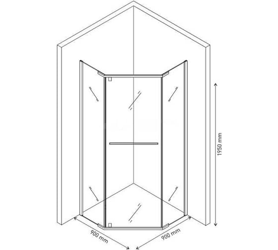 Душевое ограждение Cerutti SPA CHIKA-ZP91B 90x90x195 см без поддона, профиль черный, стекло прозрачное 8551