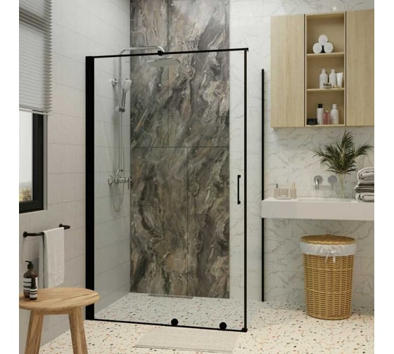 Душевое ограждение Cerutti SPA PREMIATA-B120-8 90x120 см без поддона, профиль черный, стекло прозрачное 9418