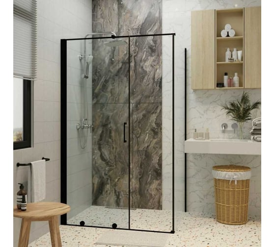 Душевое ограждение Cerutti SPA PREMIATA-B120-8 90x120 см без поддона, профиль черный, стекло прозрачное 9418
