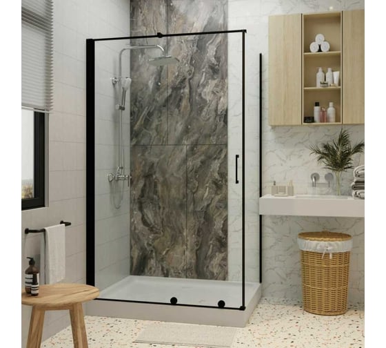 Душевое ограждение Cerutti SPA PREMIATA-B120-8 90x120 см без поддона, профиль черный, стекло прозрачное 9418