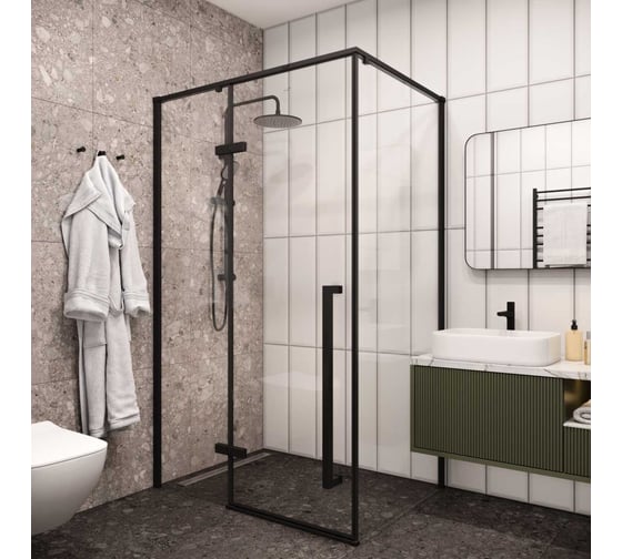 Душевой уголок Cerutti SPA C1A 120x90 см без поддона, стекло прозрачное, профиль черный 8711