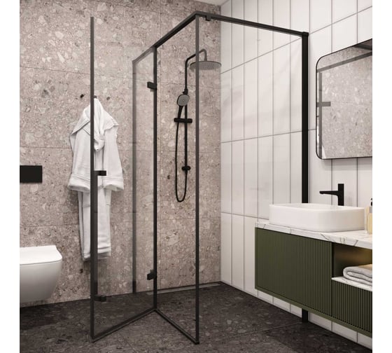 Душевой уголок Cerutti SPA C1A 120x90 см без поддона, стекло прозрачное, профиль черный 8711