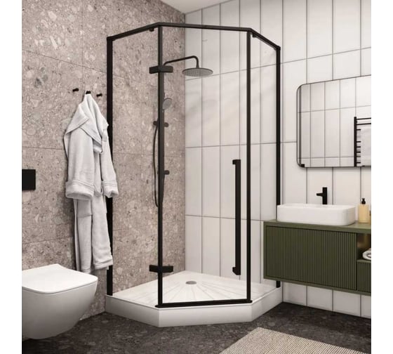 Душевой уголок Cerutti SPA C2A 100x100 см без поддона, черный профиль, стекло прозрачное 8710