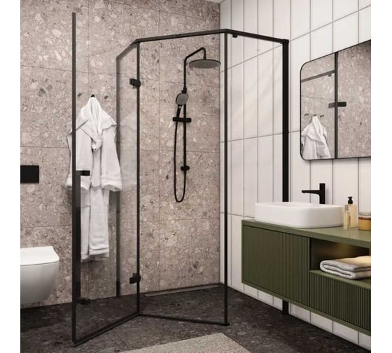 Душевой уголок Cerutti SPA C2A 100x100 см без поддона, черный профиль, стекло прозрачное 8710