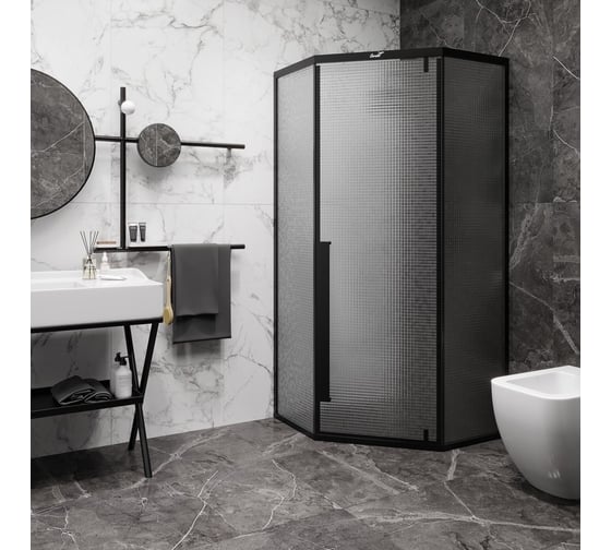 Душевой уголок Cerutti SPA C3ABD 90x90 см без поддона, профиль черный, стекло рифленое 8779