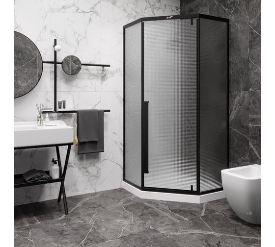 Душевой уголок Cerutti SPA C3ABD 90x90 см без поддона, профиль черный, стекло рифленое 8779