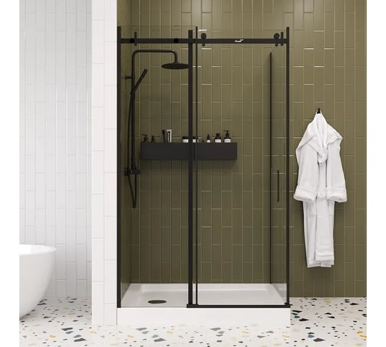 Душевой уголок Cerutti SPA CEZA'S-120B 118x88 см без поддона, стекло прозрачное, профиль черный 8496