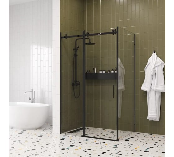 Душевой уголок Cerutti SPA CEZA'S-120B 118x88 см без поддона, стекло прозрачное, профиль черный 8496