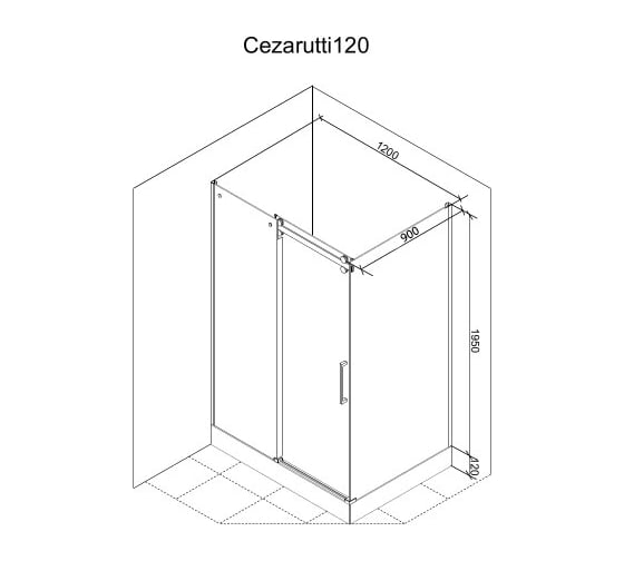 Душевой уголок Cerutti SPA CEZA'S-120B 118x88 см без поддона, стекло прозрачное, профиль черный 8496